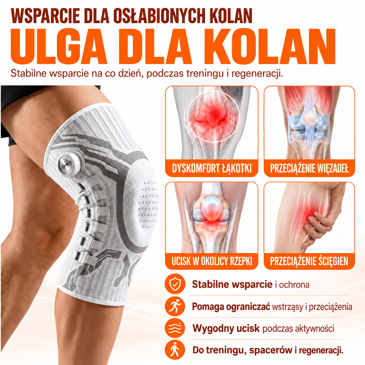Wsparcie dla kolan na co dzień i podczas treningu